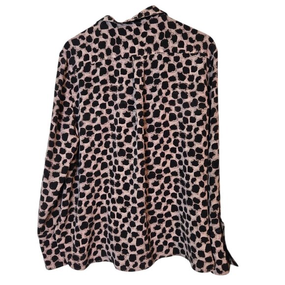 M.M. LaFleur shirt womens XXL allover abstract print neutrals silk long-sleeve - Picture 2 of 8